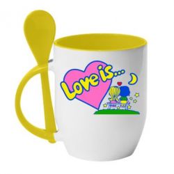 Чашка с ложкой Love is... - PrintSalon