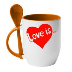 Чашка с ложкой Love is... - PrintSalon