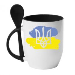 Чашка с ложкой Мальований прапор - PrintSalon