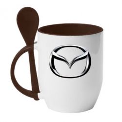 Чашка с ложкой Mazda 3D Small Logo - PrintSalon