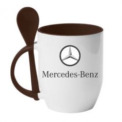 Чашка с ложкой Mercedes-Benz Logo - PrintSalon