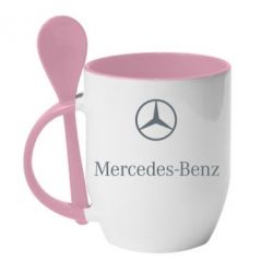 Чашка с ложкой Mercedes Benz logo - PrintSalon