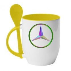 Чашка с ложкой Mercedes Logo Art - PrintSalon