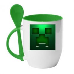 Чашка с ложкой Minecraft Face - PrintSalon