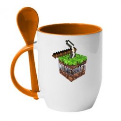 Чашка з ложкою Minecraft Logo Сube - PrintSalon