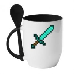 Чашка с ложкой Minecraft меч - PrintSalon