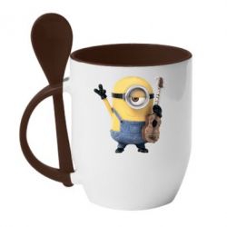 Чашка с ложкой Миньон с гитарой - PrintSalon