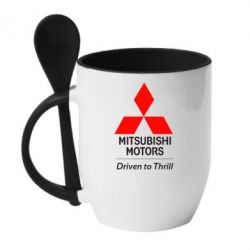 Чашка с ложкой Mitsubishi Motors - PrintSalon