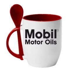 Чашка с ложкой Mobil Motor Oils - PrintSalon