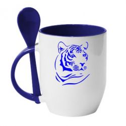 Чашка с ложкой Морда тигра - PrintSalon