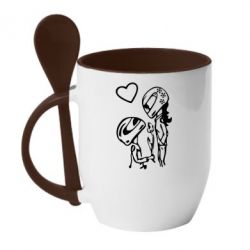 Чашка с ложкой MOTO LOVE - PrintSalon