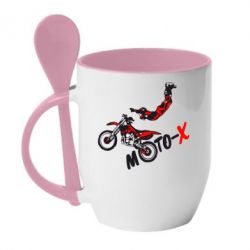Чашка с ложкой Moto-X - PrintSalon