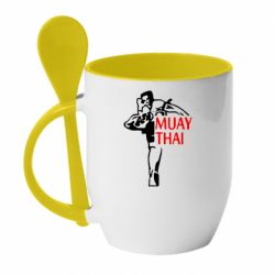 Чашка с ложкой Muay Thai kick - PrintSalon