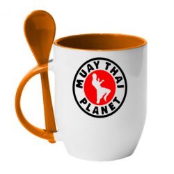 Чашка с ложкой Muay Thai Planet - PrintSalon