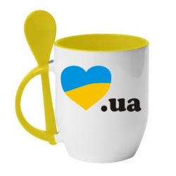 Чашка с ложкой Народився в Україні - PrintSalon
