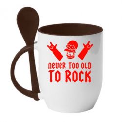 Чашка с ложкой Never old to rock (Gomer) - PrintSalon