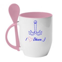Чашка с ложкой Odessa с якорем - PrintSalon