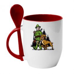 Чашка с ложкой Охотник с собакой - PrintSalon