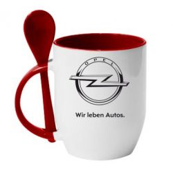 Чашка с ложкой Opel Wir leben Autos - PrintSalon
