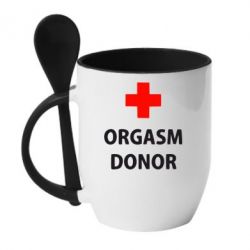 Чашка с ложкой Orgasm Donor - PrintSalon