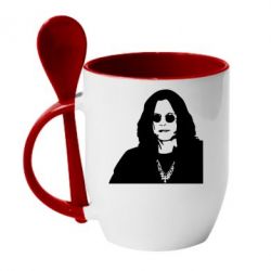 Чашка с ложкой Ozzy Osbourne face - PrintSalon