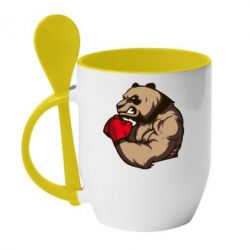 Чашка с ложкой Panda Boxing - PrintSalon