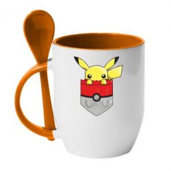 Чашка с ложкой Pikachu in pocket - PrintSalon