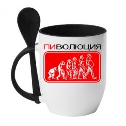 Чашка с ложкой Пиволюция - PrintSalon