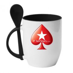 Чашка с ложкой Poker Stars Game - PrintSalon