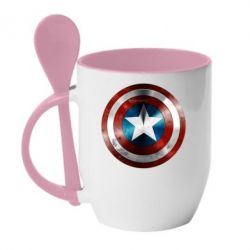 Чашка с ложкой Потертый щит - PrintSalon