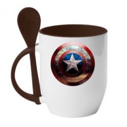 Чашка з ложкою Потрісканий щит Капітана Америка - PrintSalon