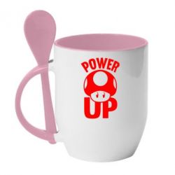 Чашка з ложкою Power Up Маріо гриб - PrintSalon