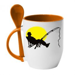 Чашка с ложкой Рыбак - PrintSalon