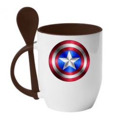 Чашка с ложкой Щит Капитана Америка - PrintSalon