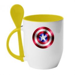 Чашка с ложкой Щит кэпа - PrintSalon