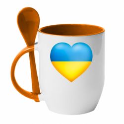 Кружка с керамической ложкой Серце патріота - PrintSalon