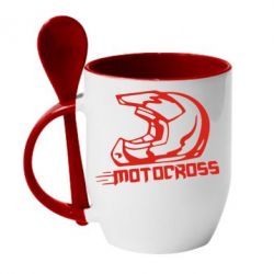 Чашка с ложкой Шлем Мотокросс - PrintSalon