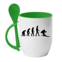 Чашка с ложкой Ski evolution - PrintSalon