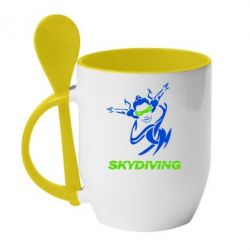 Чашка с ложкой Skidiving - PrintSalon