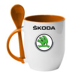 Чашка с ложкой Skoda Logo 3D - PrintSalon