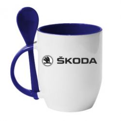 Чашка с ложкой Skoda logo - PrintSalon