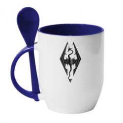 Чашка з ложкою Skyrim Logo 3D - PrintSalon