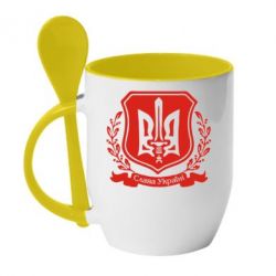 Чашка з ложкою Слава Україні (вінок) - PrintSalon