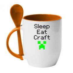 Чашка с ложкой Sleep,eat, craft - PrintSalon