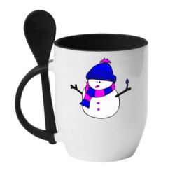 Чашка с ложкой Снеговик - PrintSalon