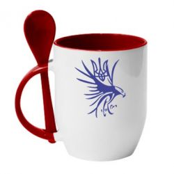Чашка с ложкой Сокіл та герб України - PrintSalon
