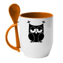 Чашка с ложкой Сова - PrintSalon