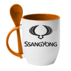 Чашка з ложкою SsangYong Logo - PrintSalon