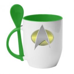 Чашка с ложкой Star Trek Gold Logo - PrintSalon