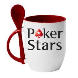Чашка с ложкой Stars of Poker - PrintSalon